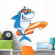 Smiling Shark Surfer Cartoon Wall Decal