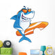 Smiling Shark Surfer Cartoon Wall Decal
