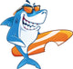 Smiling Shark Surfer Cartoon Wall Decal