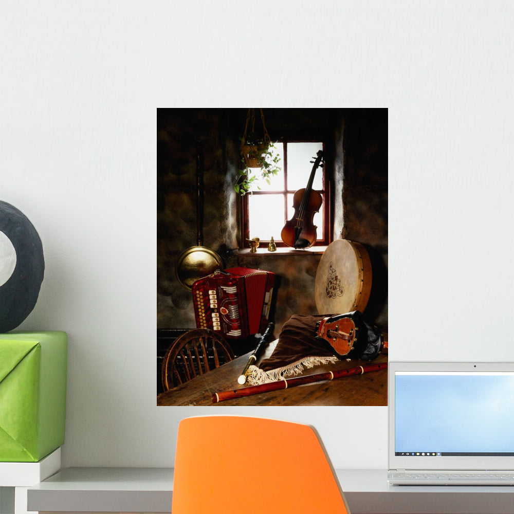 Traditional Musical Instruments Old Wall Mural – Wallmonkeys