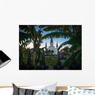 St Louis Cathedral through Wall Decal shown on a wall