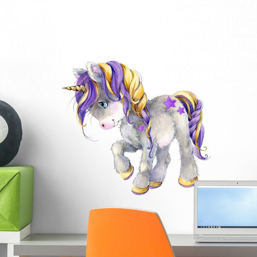 Cute Starry Watercolor Unicorn Wall Decal