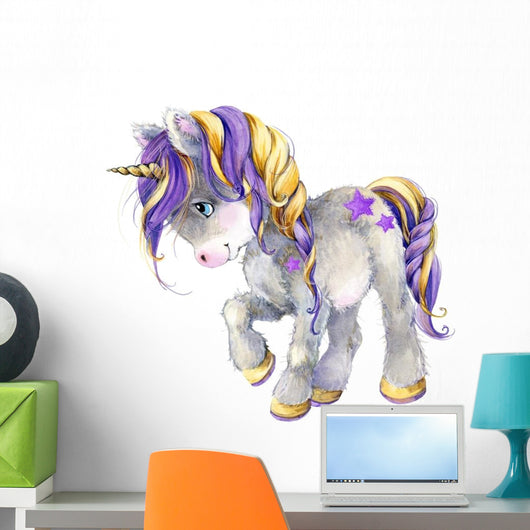 Cute Starry Watercolor Unicorn Wall Decal