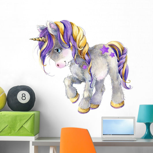 Cute Starry Watercolor Unicorn Wall Decal
