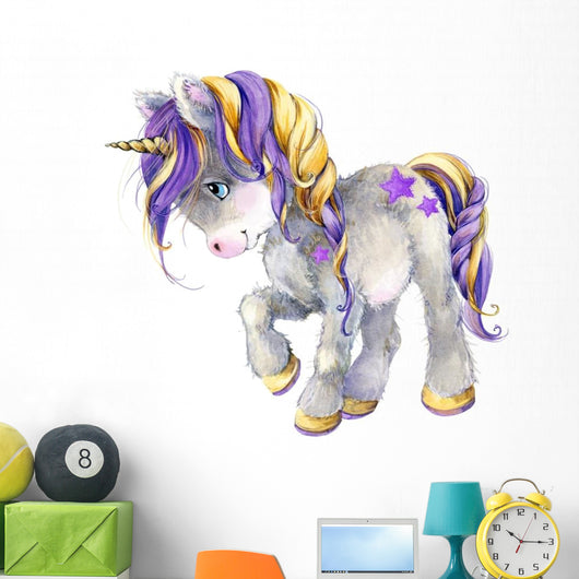 Cute Starry Watercolor Unicorn Wall Decal