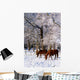 Thoroughbred Horses, Mares In Snow, Ireland Wall Mural