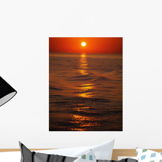 Sunset Over The Sea Wall Mural
