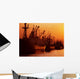 Shipping Freighters At Sunset Wall Mural