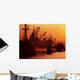 Shipping Freighters At Sunset Wall Mural