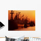 Shipping Freighters At Sunset Wall Mural