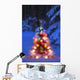 Illuminated Christmas Tree In A Forest Wall Mural