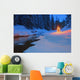 Glowing Christmas Tree By Mountain Stream Wall Mural
