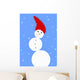 Illustration Of A Snowman Wall Mural