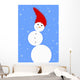 Illustration Of A Snowman Wall Mural