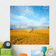 Combine Harvesting A Wheat Field Wall Mural