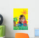 Girl Painting On Glass Wall Mural