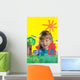 Girl Painting On Glass Wall Mural
