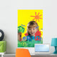 Girl Painting On Glass Wall Mural