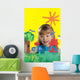 Girl Painting On Glass Wall Mural