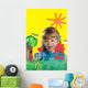 Girl Painting On Glass Wall Mural