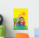 Girl Painting On Glass Wall Mural