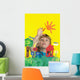 Girl Painting On Glass Wall Mural