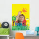 Girl Painting On Glass Wall Mural