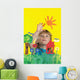 Girl Painting On Glass Wall Mural