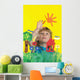 Girl Painting On Glass Wall Mural