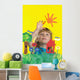 Girl Painting On Glass Wall Mural