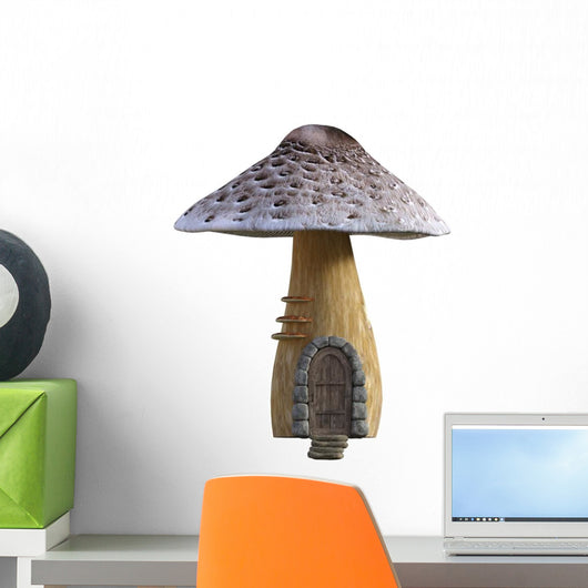 Rendered Fairy Mushroom House Wall Decal