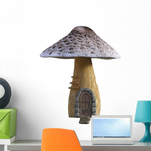 Rendered Fairy Mushroom House Wall Decal