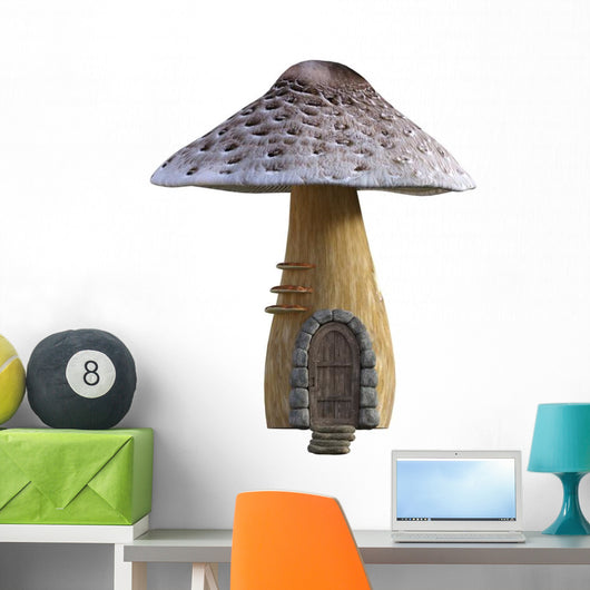 Rendered Fairy Mushroom House Wall Decal