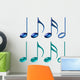 Blue Green Music Notes Wall Decal