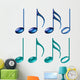 Blue Green Music Notes Wall Decal