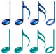 Blue Green Music Notes Wall Decal