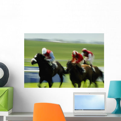 Horse Racing Ireland Wall Mural shown on a wall