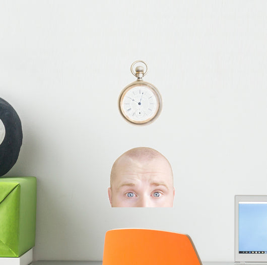 Part Of A Man's Head And A Stop Watch Wall Decal