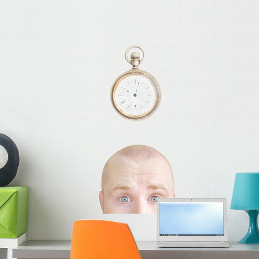 Part Of A Man's Head And A Stop Watch Wall Decal