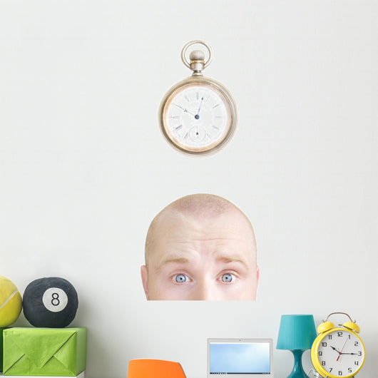 Part Of A Man's Head And A Stop Watch Wall Decal