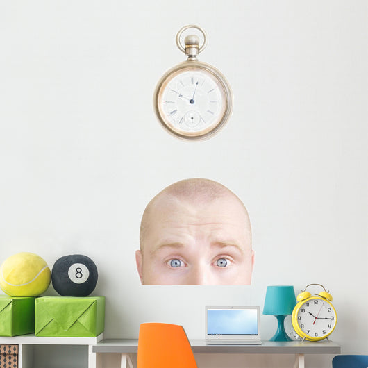 Part Of A Man's Head And A Stop Watch Wall Decal