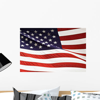 American Flag Wall Mural shown on a wall