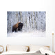 Bison In The Snow, Elk Island National Park, Alberta, Canada Wall Mural