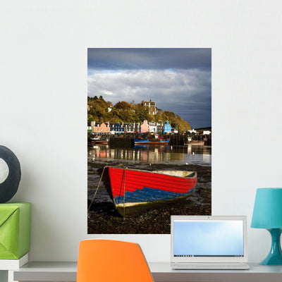 Rowing Boat Island Tobermory Wall Mural shown on a wall