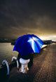 Person With Umbrella In Stormy Skies Wall Mural