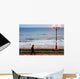 Lady With An Umbrella Walking Along Bridlington Prom Wall Mural