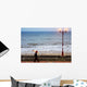 Lady With An Umbrella Walking Along Bridlington Prom Wall Mural