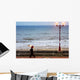 Lady With An Umbrella Walking Along Bridlington Prom Wall Mural