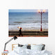 Lady With An Umbrella Walking Along Bridlington Prom Wall Mural
