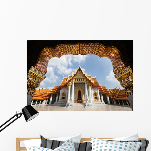Ancient royal marble buddha temple, Bangkok, Thailand Wall Mural